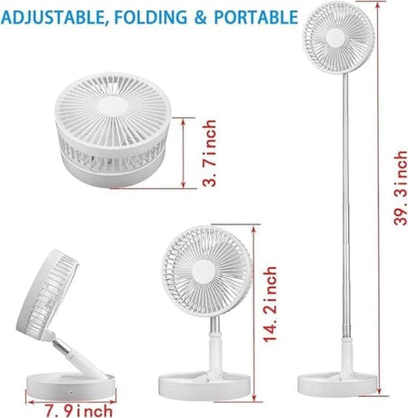 Folding Desk Fan - Adjustable Design - Cordless & Versatile - Foldable Standing Desk Fan