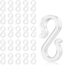Hooks - Groove Hooks - 50 pieces - 3.5 cm - Transparent - Reusable plastic - Mini S-shaped design - Groove clips for outdoor lighting - Holds Christmas decorations securely