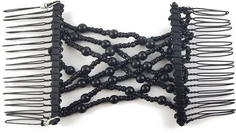 6-Pack Pearl Hair Combs - Elastic Magic Hairpins - Hair Clamps - Hair Clip - Black & White - For All Hair Types