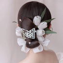 6-Pack Pearl Hair Combs - Elastic Magic Hairpins - Hair Clamps - Hair Clip - Black & White - For All Hair Types