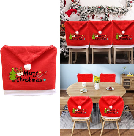 Chair Covers (5 Pieces) - Dining Chair Cover - Sofa Cover - Chair Covers - Christmas Chair Covers - Perfect for Christmas Holiday Dining Table and Chair Decorations - Home Kitchen Party Decorations