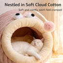 Cat Bed - Cave Cat Basket - Calming and Anxiety Relieving - Lantern Fish Shape - Pink（M：55*40*31cm）