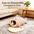 Cat Bed - Cave Cat Basket - Calming and Anxiety Relieving - Lantern Fish Shape - Pink（M：55*40*31cm）