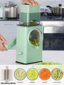 Rotating Cheese Grater with 3 Blades & Collection Tray - Multifunctional Cheese Grater - Includes Suction Cup for Stable Use - For Cheese, Vegetables & Nuts