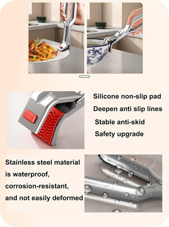 Barbecue Tongs - Anti-Scorch Clamps - Pack of 2 - Stainless Steel Anti-Scorch Clamps - Use to remove hot plates, bowls, pizza pans, etc. with food from microwaves and air fryers.