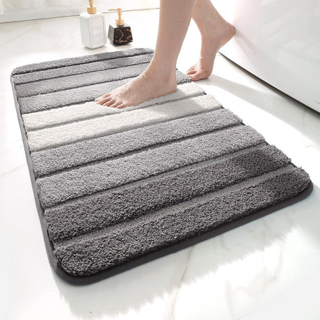 Living room carpet - Bathroom carpet - Non-slip bath mat - 40 x 60 cm - Absorbent underlay - Machine-washable carpet with soft water microfiber - Suitable for bathtubs, showers, Gray