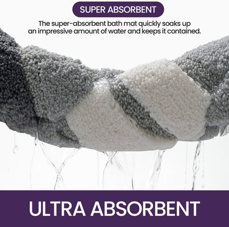 Living room carpet - Bathroom carpet - Non-slip bath mat - 40 x 60 cm - Absorbent underlay - Machine-washable carpet with soft water microfiber - Suitable for bathtubs, showers, Gray