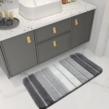 Living room carpet - Bathroom carpet - Non-slip bath mat - 40 x 60 cm - Absorbent underlay - Machine-washable carpet with soft water microfiber - Suitable for bathtubs, showers, Gray