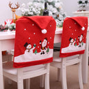Chair Covers (4 Pieces) - Dining Chair Cover - Sofa Cover - Chair Covers - Christmas Chair Covers - Santa Claus and Snowman Red Hat Christmas Chair Back Cover Set - Perfect for Christmas Holiday Dining Table and Chair Decorations - Home Kitchen Party Deco
