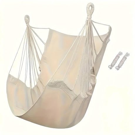 Hanging Chair - Portable Hammock - Comfortable Patio Chair - Suitable for Indoor and Outdoor Use - Maximum Load Capacity 100kg（White, without cushion）