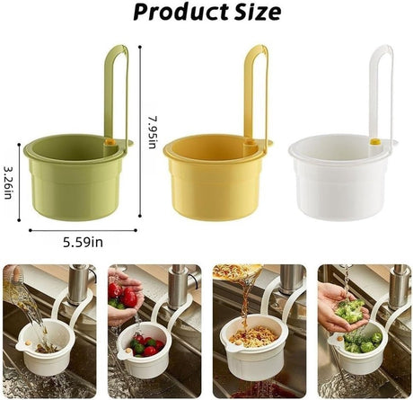 Kitchen drain strainer for the faucet - Multifunctional drain strainer for food waste - Tiltable with push mechanism - White