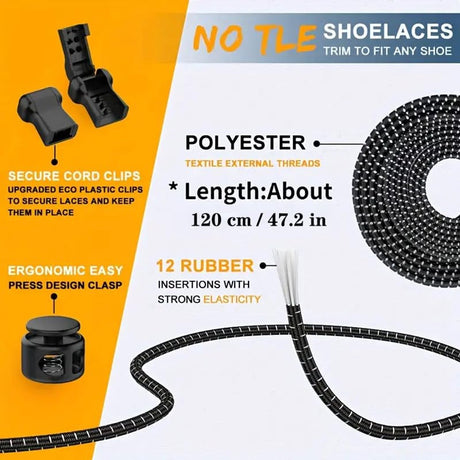 Sneaker Laces 120CM suitable for Sneakers - Elastic laces without a tie - Suitable for students and adults - With strong buckle and quick-release function (White)