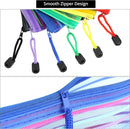Storage Bags - Set of 6 - Pencil Case - 6 different colored mesh pockets with zipper - Nylon pencil case - 23x12 cm