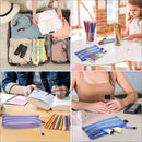Storage Bags - Set of 6 - Pencil Case - 6 different colored mesh pockets with zipper - Nylon pencil case - 23x12 cm