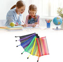 Storage Bags - Set of 6 - Pencil Case - 6 different colored mesh pockets with zipper - Nylon pencil case - 23x12 cm