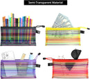 Storage Bags - Set of 6 - Pencil Case - 6 different colored mesh pockets with zipper - Nylon pencil case - 23x12 cm