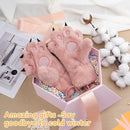 Gloves - 1 pair - Winter gloves - Cartoon gloves - Neckband - Children's gloves - Warm gloves - Plush gloves - One size（Pink）
