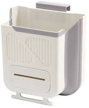 Waste Bin - Hanging Waste Bin - Foldable Waste Bin - Capacity: 7 Liters - Space-Saving Design - Suitable for Kitchens, Cabinet Doors, Bathrooms, Campers, Cars and Camping (Gray)