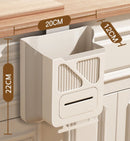 Waste Bin - Hanging Waste Bin - Foldable Waste Bin - Capacity: 7 Liters - Space-Saving Design - Suitable for Kitchens, Cabinet Doors, Bathrooms, Campers, Cars and Camping (Gray)