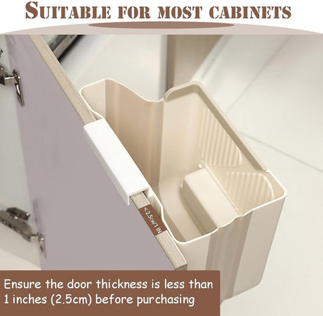 Waste Bin - Hanging Waste Bin - Foldable Waste Bin - Capacity: 7 Liters - Space-Saving Design - Suitable for Kitchens, Cabinet Doors, Bathrooms, Campers, Cars and Camping (Gray)