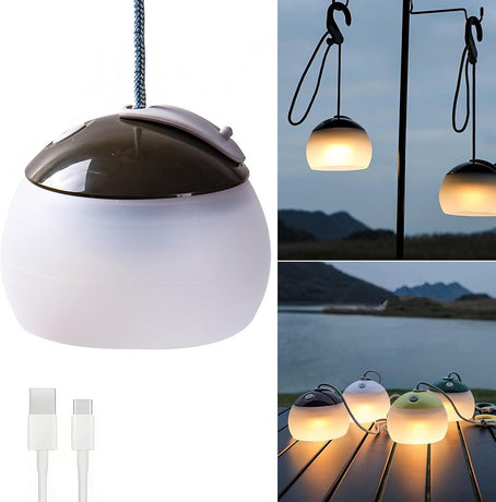 Night Light - Outdoor Camping Lamp - Atmospheric Decorative Lighting - Round Camping Lamp - 3 Brightness Levels - Hook Mount - Suitable for emergencies, tents, fishing, and other occasions. (Green)