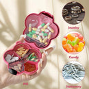 Mini Pill Box - Portable Jewelry Box - Flower-Shaped Storage Box - For storing small accessories - Suitable for boys and girls (Pink)