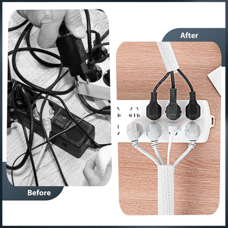 Cable Tray - Self-closing cable tray - Suitable for 13-22mm sheathed cables - Conceals cables, cut to size - Suitable for cable protection in TV cables, offices, homes, cars, etc. - 3 pieces - 2M each (white)