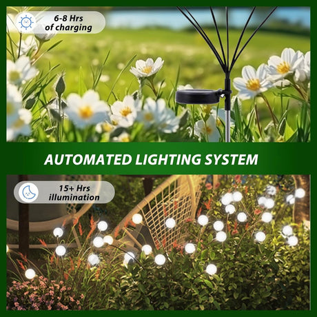LED solar lights - Outdoor lighting - Solar garden lighting - Mood lighting - LED solar garden lights - Firefly-shaped - 12 flower pots x 2 - Waterproof, suitable for outdoor use - Ideal for decorating patio paths - White light
