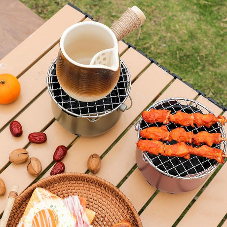 Grill - Portable Charcoal Grill - Mini Stainless Steel Charcoal Grill - Small Outdoor Grill - Suitable for Camping, Backyard BBQs, RVs and Picnics (Green)