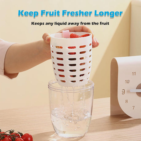 Fruit Bowl - Salad Bowl - Leakproof reusable food container with lid and draining basket - Suitable for work, school, and travel. - 650 ml (Vegetable)
