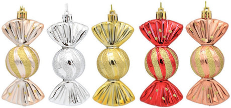 Christmas Decorations - Christmas Decorations - Painted Candy Christmas Tree Decorations - Champagne (5 per box)