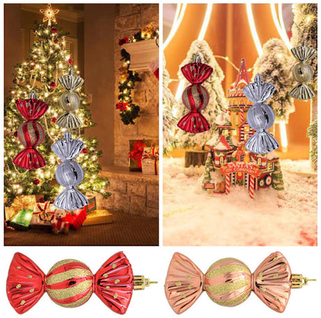 Christmas Decorations - Christmas Decorations - Painted Candy Christmas Tree Decorations - Champagne (5 per box)