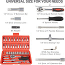 46-Piece Wrench & Ratchet Set - 1/4 Inch Metric for Cars - Compact Storage Case