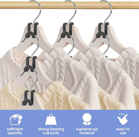 Hanger Hooks | Hooks - S-Hook Hangers - Black - Pack of 100 - Coat Hooks - Space-Saving Hanger Connector Hooks - Plastic Hanger Connectors - Ideal for Organizing Your Wardrobe