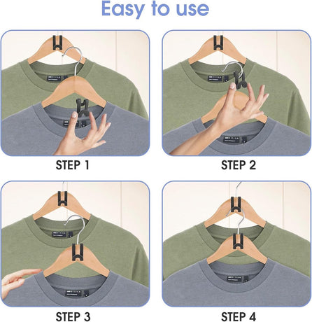 Hanger Hooks | Hooks - S-Hook Hangers - Black - Pack of 100 - Coat Hooks - Space-Saving Hanger Connector Hooks - Plastic Hanger Connectors - Ideal for Organizing Your Wardrobe