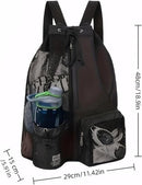 Backpack - Sports Bag - Travel Bag - Training Bag - Swimming Bag - 30*15*45cm - Mesh Material - Drawstring Design - Side Storage Space - Unisex - Suitable for Fitness, Swimming, Travel, Dancing, Camping（Gray）