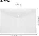 12 folders - plastic folders - transparent A4 format - waterproof - polyethylene - snap closure - ideal for office and school supplies