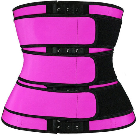 Women Sweat Reducer Training Belt - Sweatband - Waist Trainer - Slimming Belly Band - 3-Row Closure & Breathable Material - Extended Sizes (S to 6XL) - Red, L