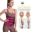 Women Sweat Reducer Training Belt - Sweatband - Waist Trainer - Slimming Belly Band - 3-Row Closure & Breathable Material - Extended Sizes (S to 6XL) - Red, L