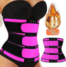 Women Sweat Reducer Training Belt - Sweatband - Waist Trainer - Slimming Belly Band - 3-Row Closure & Breathable Material - Extended Sizes (S to 6XL) - Red, L