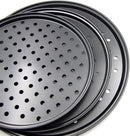 Pizza Baking Pan Set - Pizza Stone Set - Pizza Platter | Pizza Baking Tray | Pizza Plate - Carbon Steel - With Ventilation Holes - Oven-Safe - Home | Kitchen | Dining Room (26cm & 28cm & 32cm)