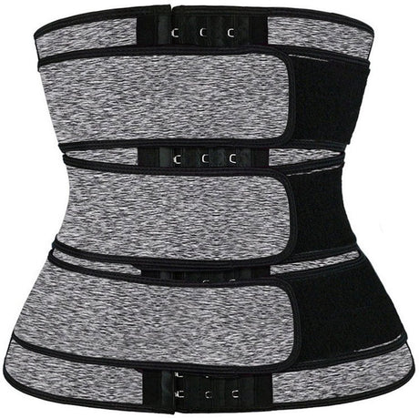 Women Sweat Reducer Training Belt - Sweatband - Waist Trainer - Slimming Belly Band - 3-Row Closure & Breathable Material - Extended Sizes (S to 6XL) - Gray, 6XL