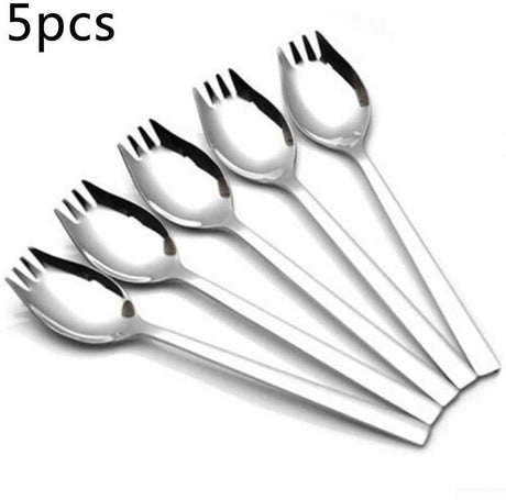5-piece stainless steel cutlery set - fork and spoon - soup, salad and noodle spoons and forks
