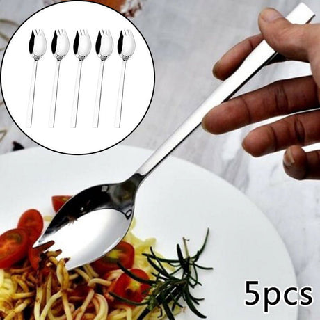 5-piece stainless steel cutlery set - fork and spoon - soup, salad and noodle spoons and forks