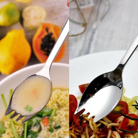 5-piece stainless steel cutlery set - fork and spoon - soup, salad and noodle spoons and forks