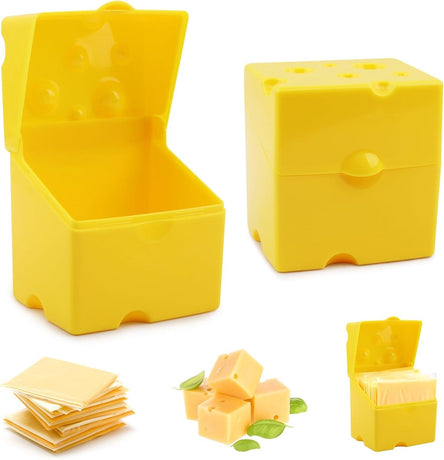 2-Pack Cheese Storage Boxes with Lids - For Sliced & Grated Cheese in the Fridge - Dishwasher Safe