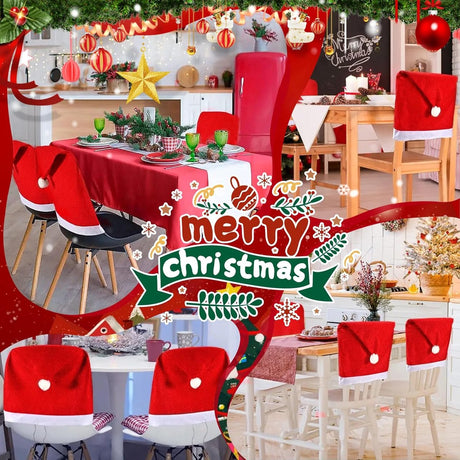 Chair Covers - 4 pieces - Christmas chair covers - Red chair covers - Christmas chair covers - Christmas decorations