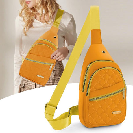 Unisex Shoulder Bag - 5 Storage Pockets & Cable Grommet - Women's Crossbody Bag - Men's Crossbody Bag - Crossbody Bags - Sling Bag - Adjustable Carrying Style (Cross/Shoulder/Chest) - Yellow