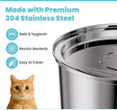 Cat Drinking Fountain - Quiet Drinking Fountain for Cats - 3.2L Stainless Steel Water Fountain with Filter - Cat Water Fountain - Cat Drinking Bowl - Includes 4 Cat Fountain Filters - for Cats and Dogs