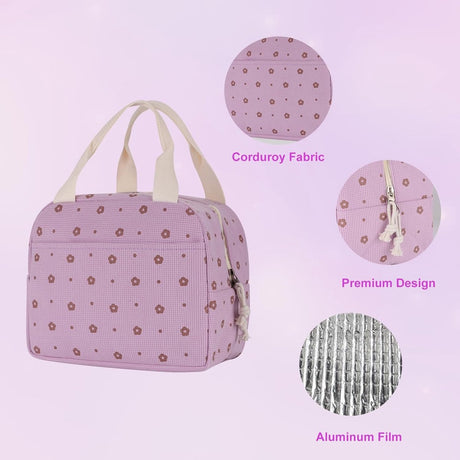 Cooler Bags - Lunch Bag - Handle Strap - Cooler Bag - Lunch Bag - Insulated Cooler Bag - Picnic Bag - 25.5*21*17cm - Suitable for work, office, travel and picnics（Purple）